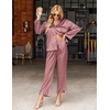 Ekouaer Silk Satin Pajamas Set Womens Long Sleepwear Button Down 2 Piece Classic Soft Loungewear Pjs Set(Lotus Color)