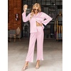 Ekouaer Silk Satin Pajamas Set Womens Long Sleepwear Button Down 2 Piece Classic Soft Loungewear Pjs Set(Pink Striped)