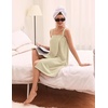 Ekouaer Towel Robe for Women Spa Bath Wrap Lightweight Towel Wrap with Pockets Adjustable Shower Robe with Headband(A-beige)