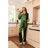 Ekouaer Women Satin Pajamas Set Classic Button Down Long Pjs Set(Army Green 02)