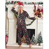 Ekouaer Women Satin Pajamas Set Classic Button Down Long Pjs Set(Black Christmas Pattern 02)