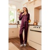 Ekouaer Women Satin Pajamas Set Classic Button Down Long Pjs Set(Burgundy 02)