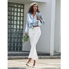Ekouaer Women Satin Pajamas Set Classic Button Down Long Pjs Set(Clear Blue 02)