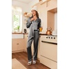 Ekouaer Women Satin Pajamas Set Classic Button Down Long Pjs Set(Deep Grey 02)