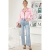 Ekouaer Women Satin Pajamas Set Classic Button Down Long Pjs Set(Deep Pink 02)