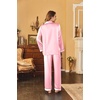 Ekouaer Women Satin Pajamas Set Classic Button Down Long Pjs Set(Deep Pink 02)