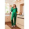 Ekouaer Women Satin Pajamas Set Classic Button Down Long Pjs Set(Green 02)