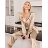 Ekouaer Women Satin Pajamas Set Classic Button Down Long Pjs Set(Khaki 02)