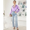 Ekouaer Women Satin Pajamas Set Classic Button Down Long Pjs Set(Lavender 02)