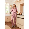 Ekouaer Women Satin Pajamas Set Classic Button Down Long Pjs Set(Lotus Color 02)