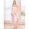 Ekouaer Women Satin Pajamas Set Classic Button Down Long Pjs Set(Pastel Pink 02)