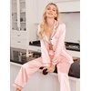 Ekouaer Women Satin Pajamas Set Classic Button Down Long Pjs Set(Pastel Pink 02)