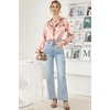 Ekouaer Women Satin Pajamas Set Classic Button Down Long Pjs Set(Pink 02)