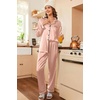 Ekouaer Women Satin Pajamas Set Classic Button Down Long Pjs Set(Pink 02)
