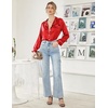 Ekouaer Women Satin Pajamas Set Classic Button Down Long Pjs Set(Red 02)
