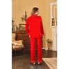 Ekouaer Women Satin Pajamas Set Classic Button Down Long Pjs Set(Red Heart 02)
