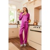 Ekouaer Women Satin Pajamas Set Classic Button Down Long Pjs Set(Rose 02)