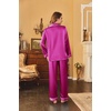 Ekouaer Women Satin Pajamas Set Classic Button Down Long Pjs Set(Rose 02)