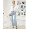 Ekouaer Women Satin Pajamas Set Classic Button Down Long Pjs Set(White 02)