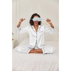 Ekouaer Women Satin Pajamas Set Classic Button Down Long Pjs Set(White 02)
