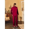 Ekouaer Women Satin Pajamas Set Classic Button Down Long Pjs Set(Wine Red 02)