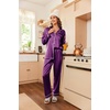 Ekouaer Women Satin Pajamas Set Classic Button Down Long Pjs Set(Wineberry 02)