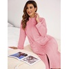 Ekouaer Women Zipper Robe Fleece Long Sleeves Bathrobe Sleepwear Warm Soft Housecoat with Pockets Zip Up House Dresses(Pink)