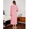 Ekouaer Women Zipper Robe Fleece Long Sleeves Bathrobe Sleepwear Warm Soft Housecoat with Pockets Zip Up House Dresses(Pink)