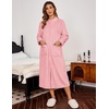 Ekouaer Women Zipper Robe Fleece Long Sleeves Bathrobe Sleepwear Warm Soft Housecoat with Pockets Zip Up House Dresses(Pink)