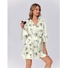 Ekouaer Women’s Satin Robe Short Ruffle Hem Silky Robes Lightweight Kimono Brides Bathrobes Sleepwear XS-XXL(Ink Flowers)