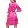 Ekouaer Women’s Satin Robe Valentines Lingerie for Women Kimono Bathrobe Short Ruffle Belted Robes Bridesmaids Sleepwear(Hot Pink Leopard)