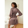 Ekouaer Women’s Silk Robe Set V-neck 2 Piece Bridal Party Robes and Satin Bathrobe Set with Pockets(Brown)