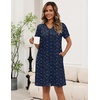 Ekouaer Zipper Robes for Women Short Knit Bathrobes Lightweight Knee Length Housecoat with Pockets Nightgown S-3XL(Navy Blue Star)