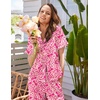 Ekouaer Silk Pajamas for Women 2 Piece Satin Pj Set Ruffle Tie Short Sleeve Sleepwear Comfy Loungewear with Pockets(Pink Bow)