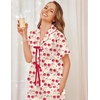 Ekouaer Silk Pajamas for Women 2 Piece Satin Pj Set Ruffle Tie Short Sleeve Sleepwear Comfy Loungewear with Pockets(Pink Cherry)