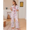 Ekouaer Silk Pajamas for Women 2 Piece Satin Pj Set Ruffle Tie Short Sleeve Sleepwear Comfy Loungewear with Pockets(Plaid Cherry)