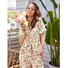 Ekouaer Silk Pajamas for Women 2 Piece Satin Pj Set Ruffle Tie Short Sleeve Sleepwear Comfy Loungewear with Pockets(Tulip Print)