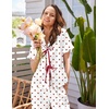Ekouaer Silk Pajamas for Women 2 Piece Satin Pj Set Ruffle Tie Short Sleeve Sleepwear Comfy Loungewear with Pockets(White Polka)