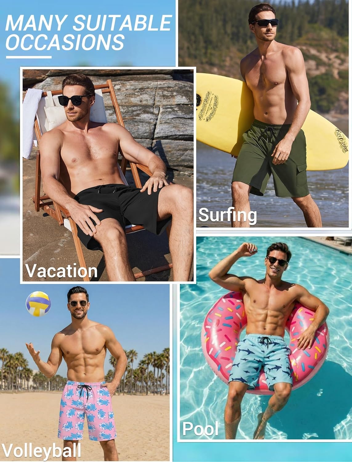 image:imageEkouaer 9 Inch Mens Swim Trunks with Compression Liner 2 in 1 Board Shorts Quick Dry Bathing Suit with Pockets S2XLBlack