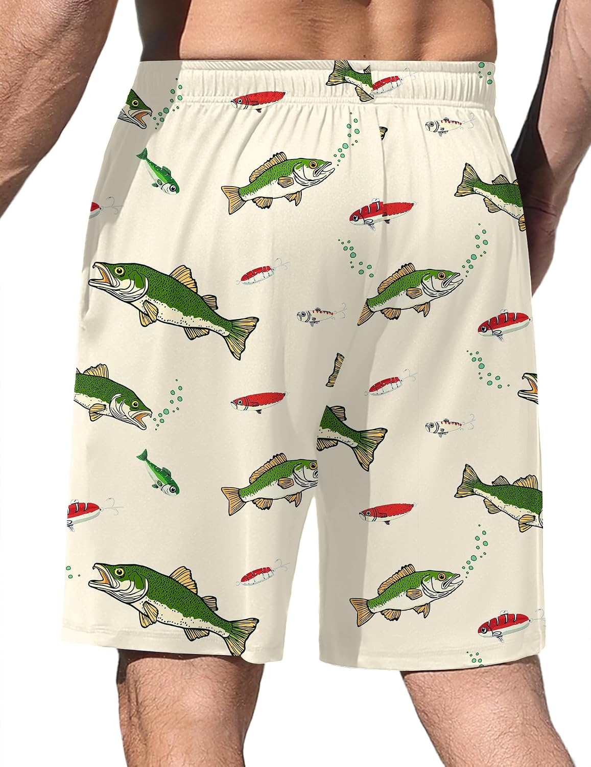 image:imageEkouaer Mens Pajama Shorts Soft Sleepwear Bottoms Elastic Waistband Loungewear Breathable Men Shorts with PocketsShark and Crayfish