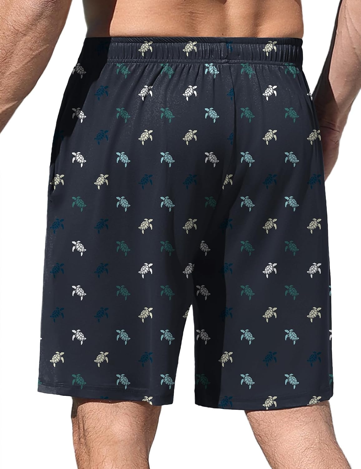image:imageEkouaer Mens Pajama Shorts Soft Sleepwear Bottoms Elastic Waistband Loungewear Breathable Men Shorts with PocketsTurtle