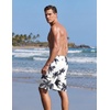 Ekouaer 9 Inch Mens Swim Trunks with Compression Liner 2 in 1 Board Shorts Quick Dry Bathing Suit with Pockets S-2XL(Coconut Tree-white)