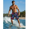 Ekouaer 9 Inch Mens Swim Trunks with Compression Liner 2 in 1 Board Shorts Quick Dry Bathing Suit with Pockets S-2XL(Leaves Black Blue)