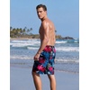 Ekouaer 9 Inch Mens Swim Trunks with Compression Liner 2 in 1 Board Shorts Quick Dry Bathing Suit with Pockets S-2XL(Leaves Black Blue)
