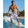 Ekouaer 9 Inch Mens Swim Trunks with Compression Liner 2 in 1 Board Shorts Quick Dry Bathing Suit with Pockets S-2XL(Pink Coconut Tree-2)