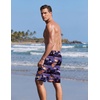 Ekouaer 9 Inch Mens Swim Trunks with Compression Liner 2 in 1 Board Shorts Quick Dry Bathing Suit with Pockets S-2XL(Sunset-blue Purple)