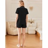 Ekouaer Cotton Pajama Sets for Women Button Down Short Sleeve PJs Comfort Classic Sleep Set Loungewear(Black)