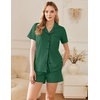 Ekouaer Cotton Pajama Sets for Women Button Down Short Sleeve PJs Comfort Classic Sleep Set Loungewear(Green)