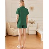 Ekouaer Cotton Pajama Sets for Women Button Down Short Sleeve PJs Comfort Classic Sleep Set Loungewear(Green)