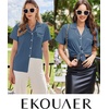 Ekouaer Cotton Pajama Sets for Women Button Down Short Sleeve PJs Comfort Classic Sleep Set Loungewear(Navy Blue)